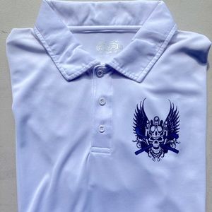 AWD White Polo With Skull Golf Logo LG